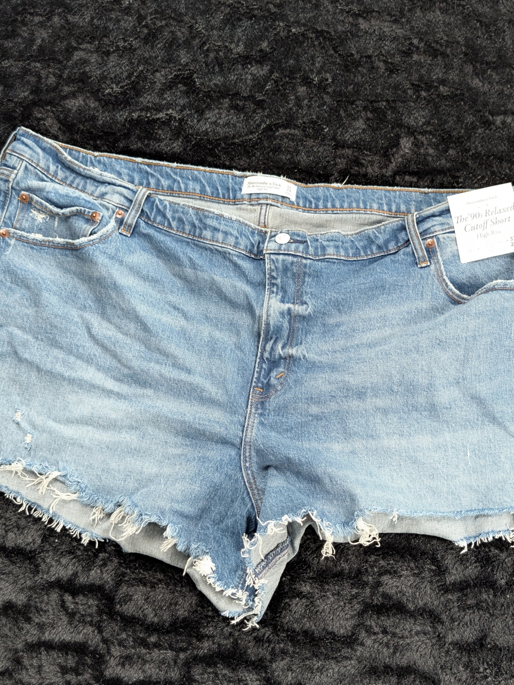 Abercrombie Fitch The 90s Relaxed Cutoff Shorts 37 High Rise Denim NWT
